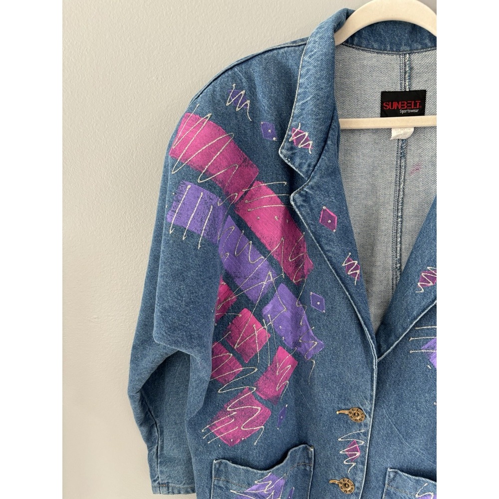 Vintage Sunbelt Sportswear Painted Denim Jacket Size‎ Medium - Picture 5 of 16
